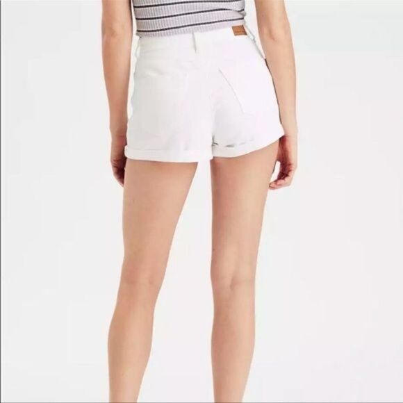 American Eagle High Rise Mom Jean Shorts White 16 NWT - Picture 7 of 11